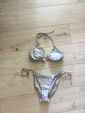 NWOT Target Silver Metallic String Bikini Size Medium
